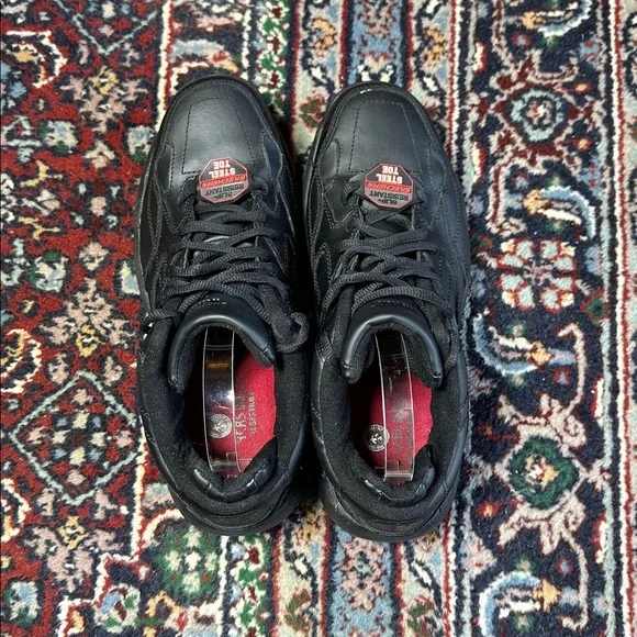 Skechers Keystone Black Leather Steel Toe Work Shoes Slip Resistant Men 9.5 - Picture 6 of 9